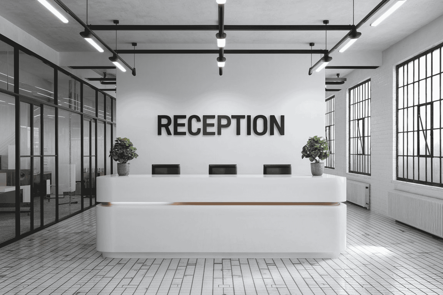 Custom Branded Reception Desk With Logo Integration