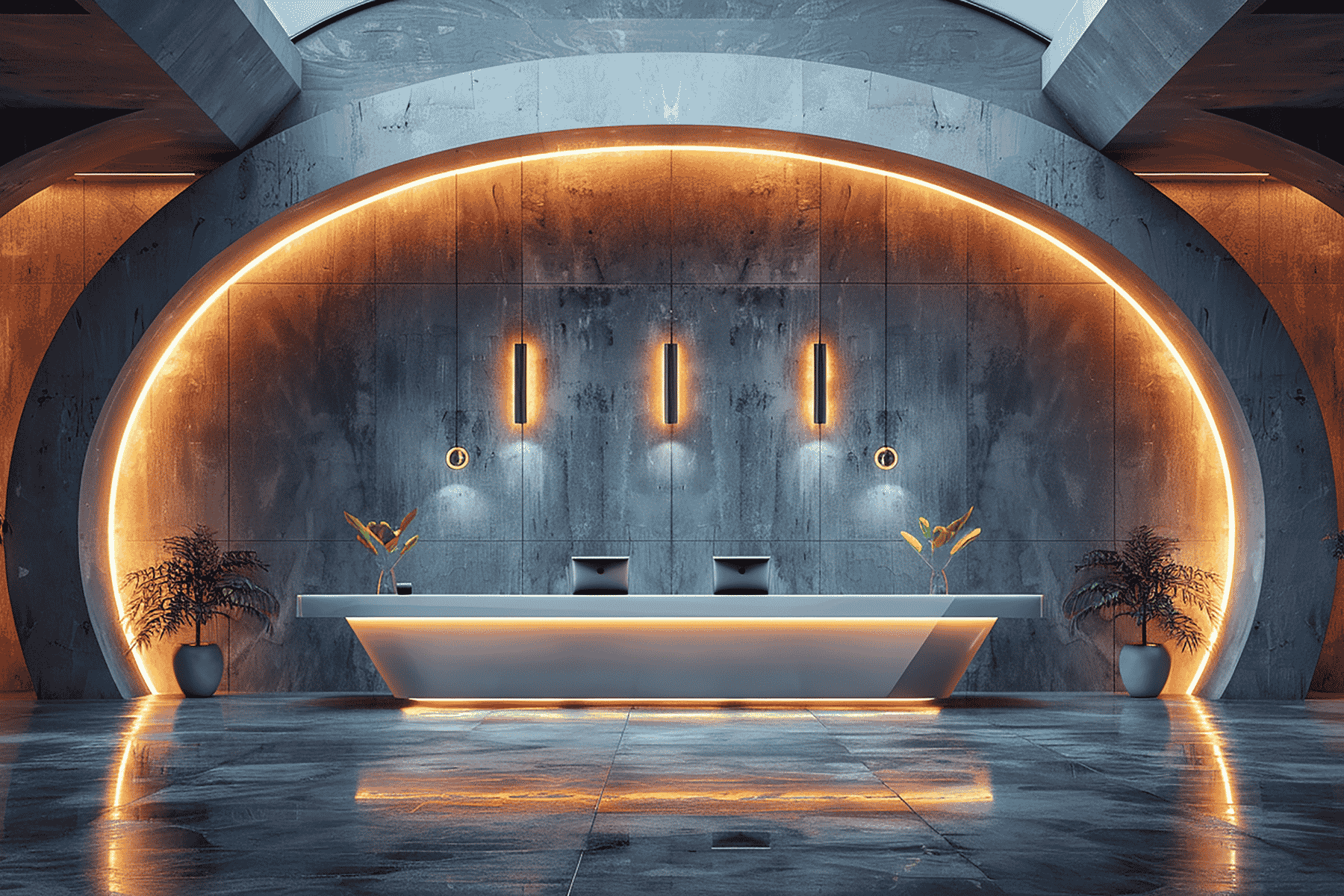 LED-Lit Futuristic Reception Desk