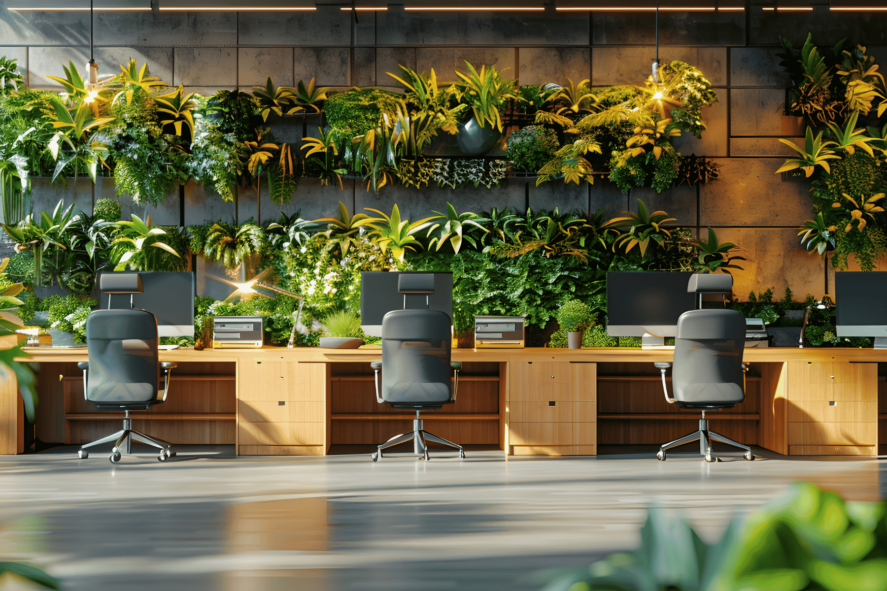 Open-Plan Office with Biophilic Elements