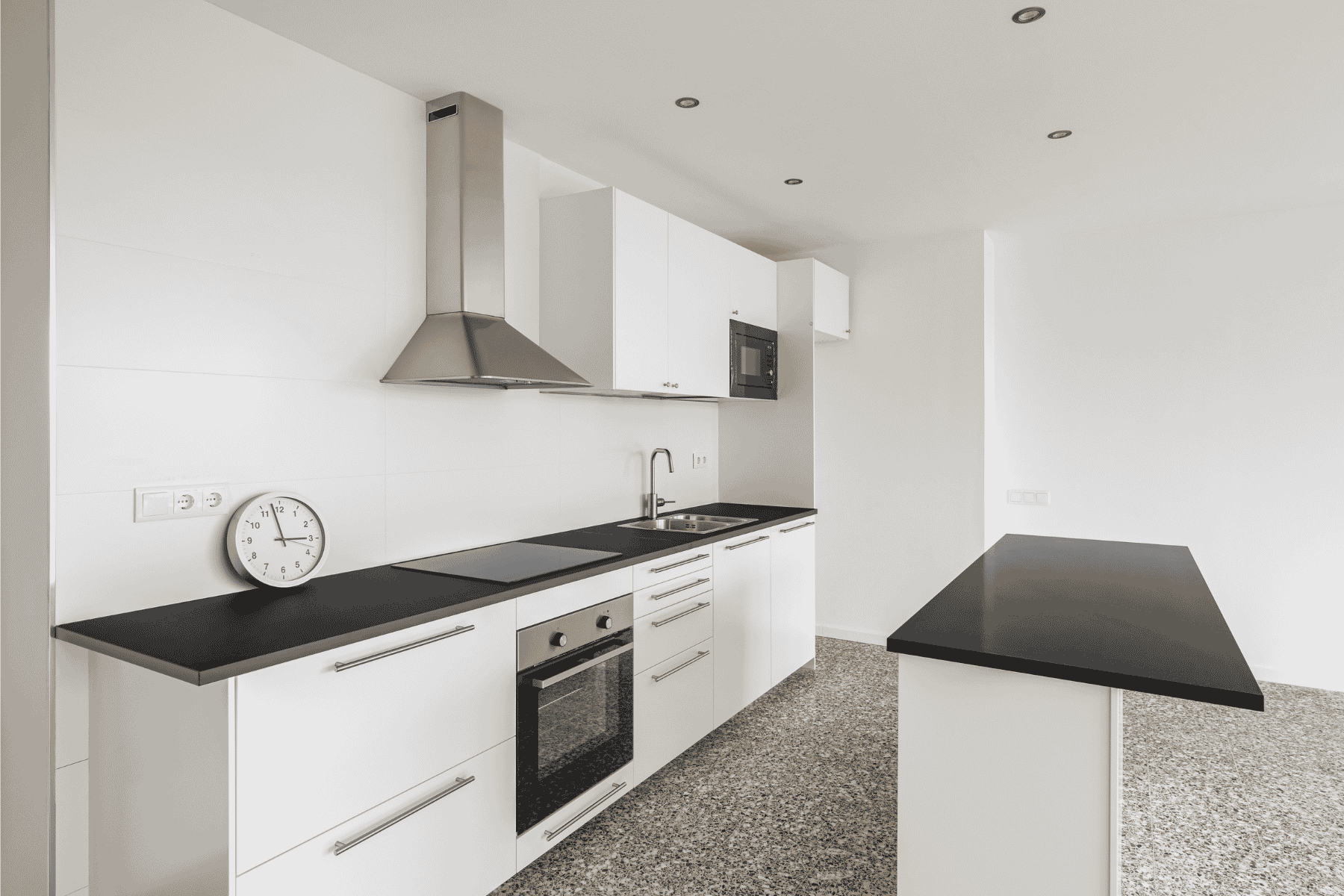 Black Granite with White Kitchen Cabinets