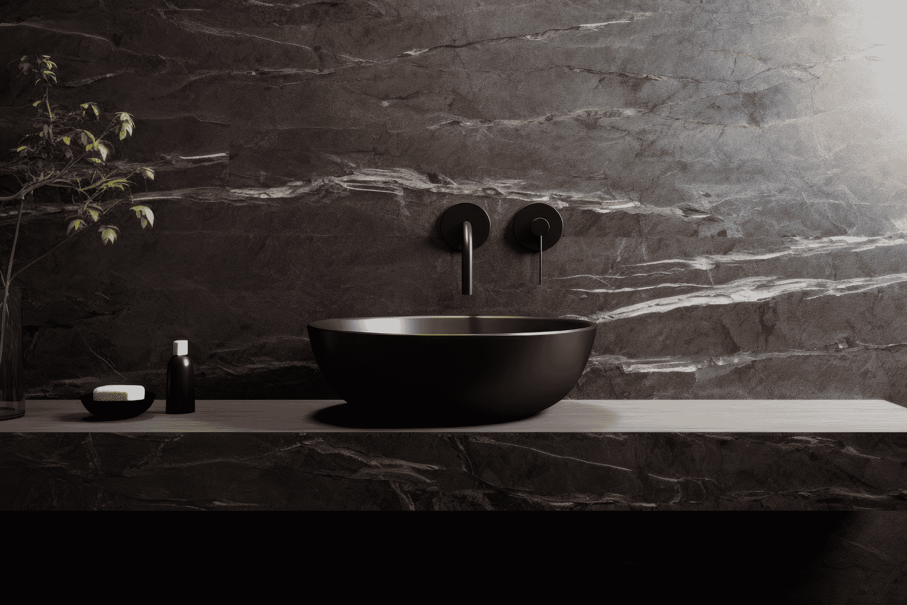 Dark Stone-Look Vanity Top