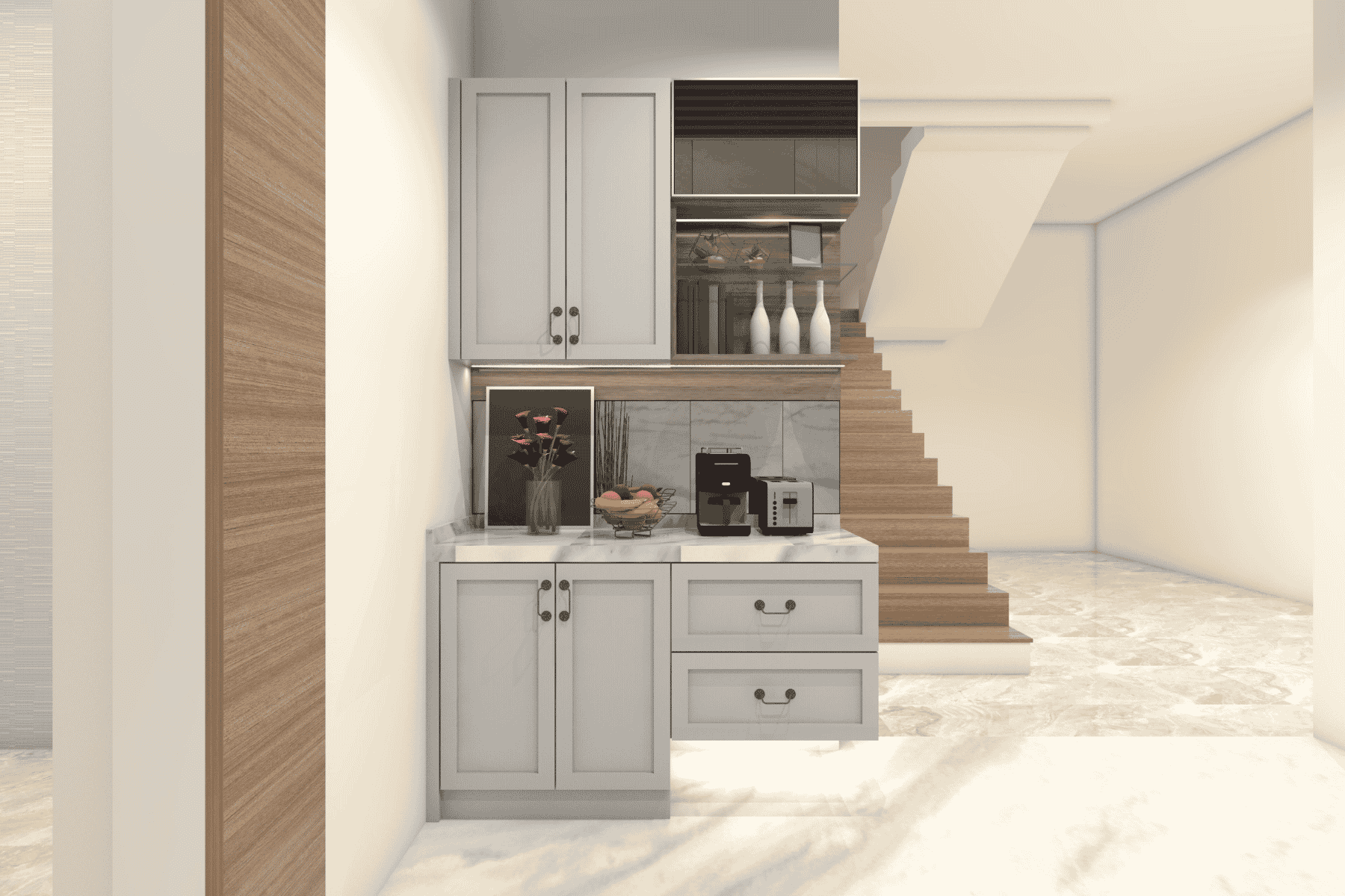 Mini Kitchenette or Pantry Staircase Design