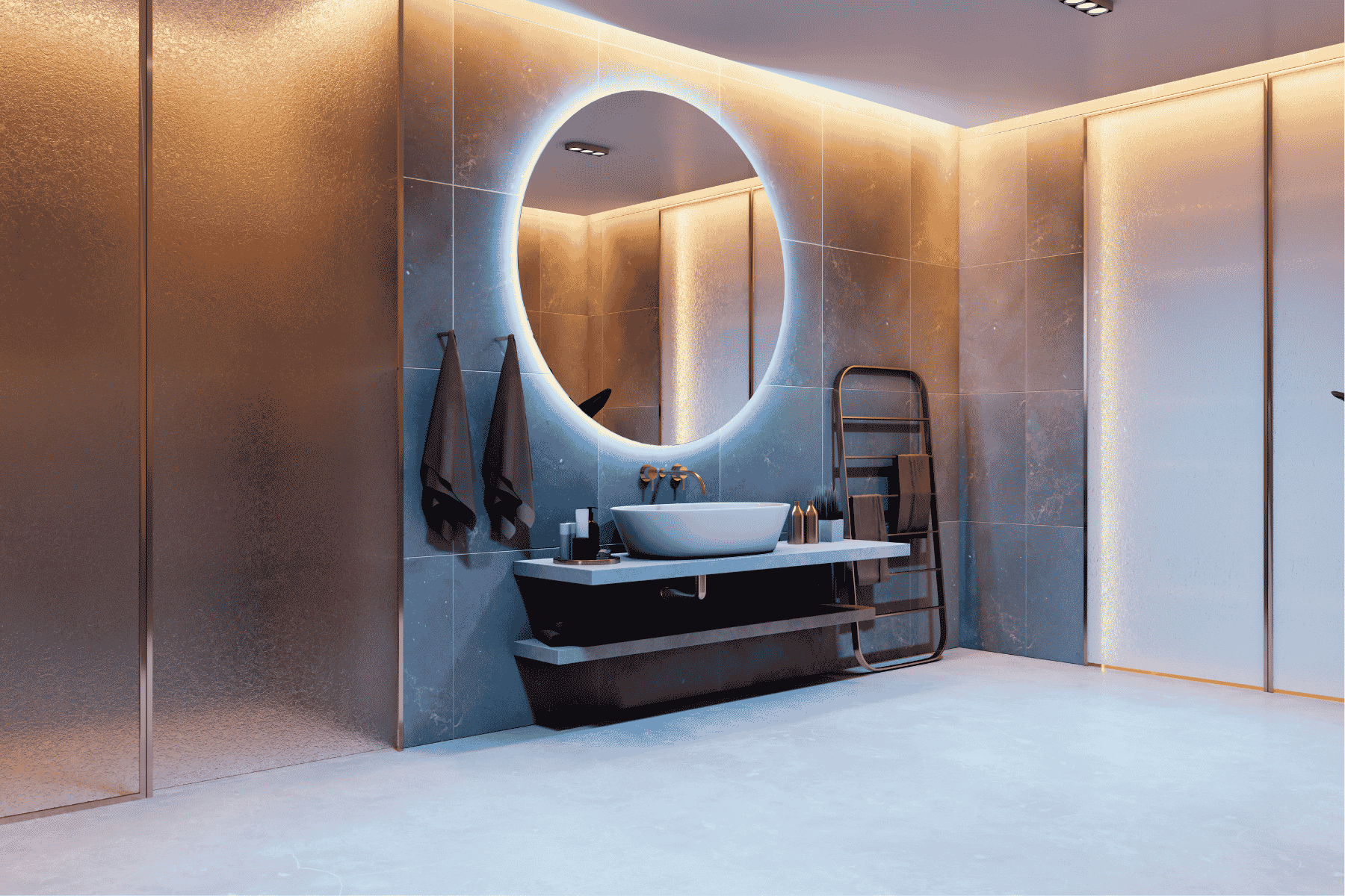 Vanity with Backlit Mirror and LED Strip