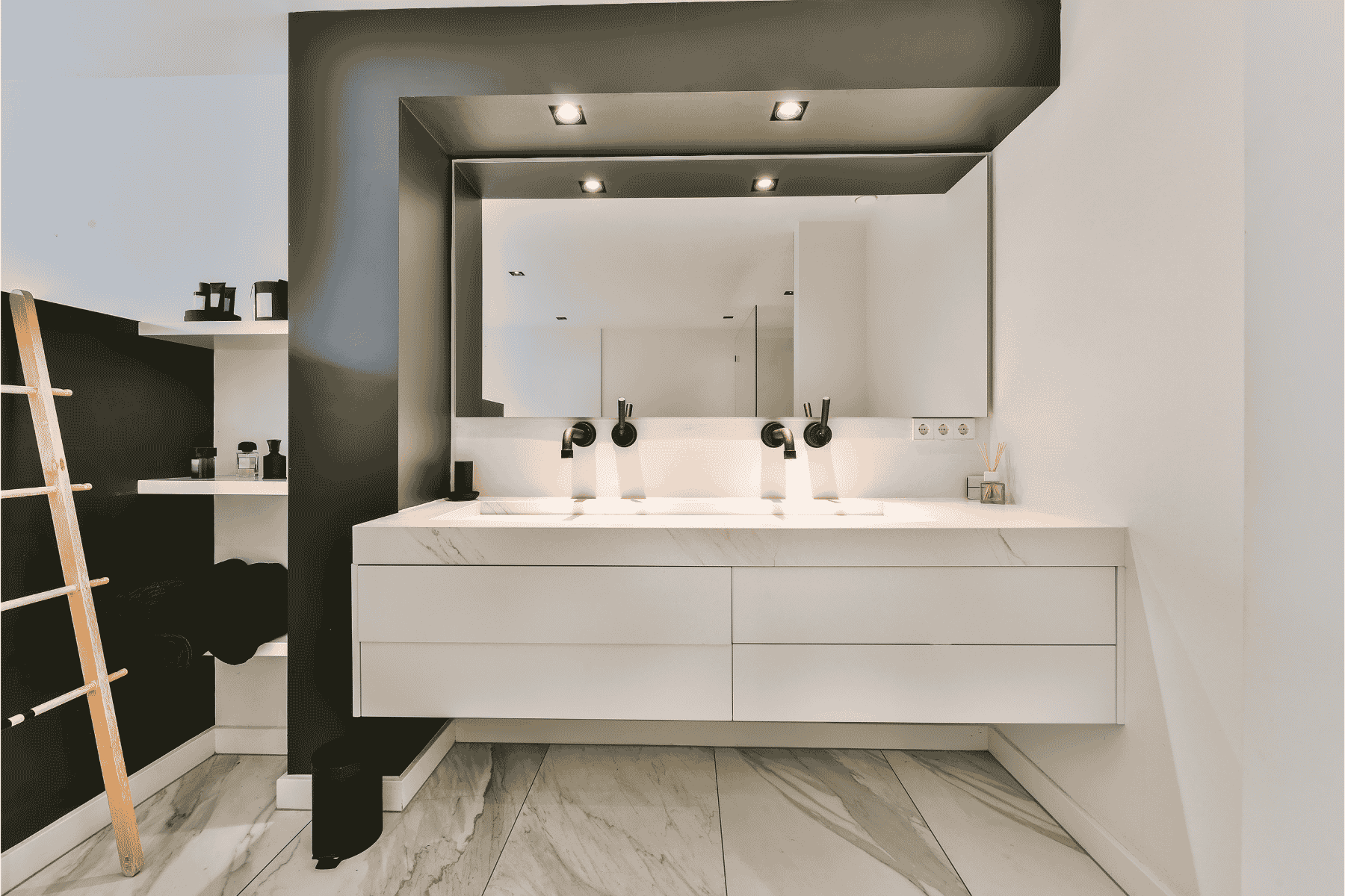 Vanity with Full-Height Mirror Panel