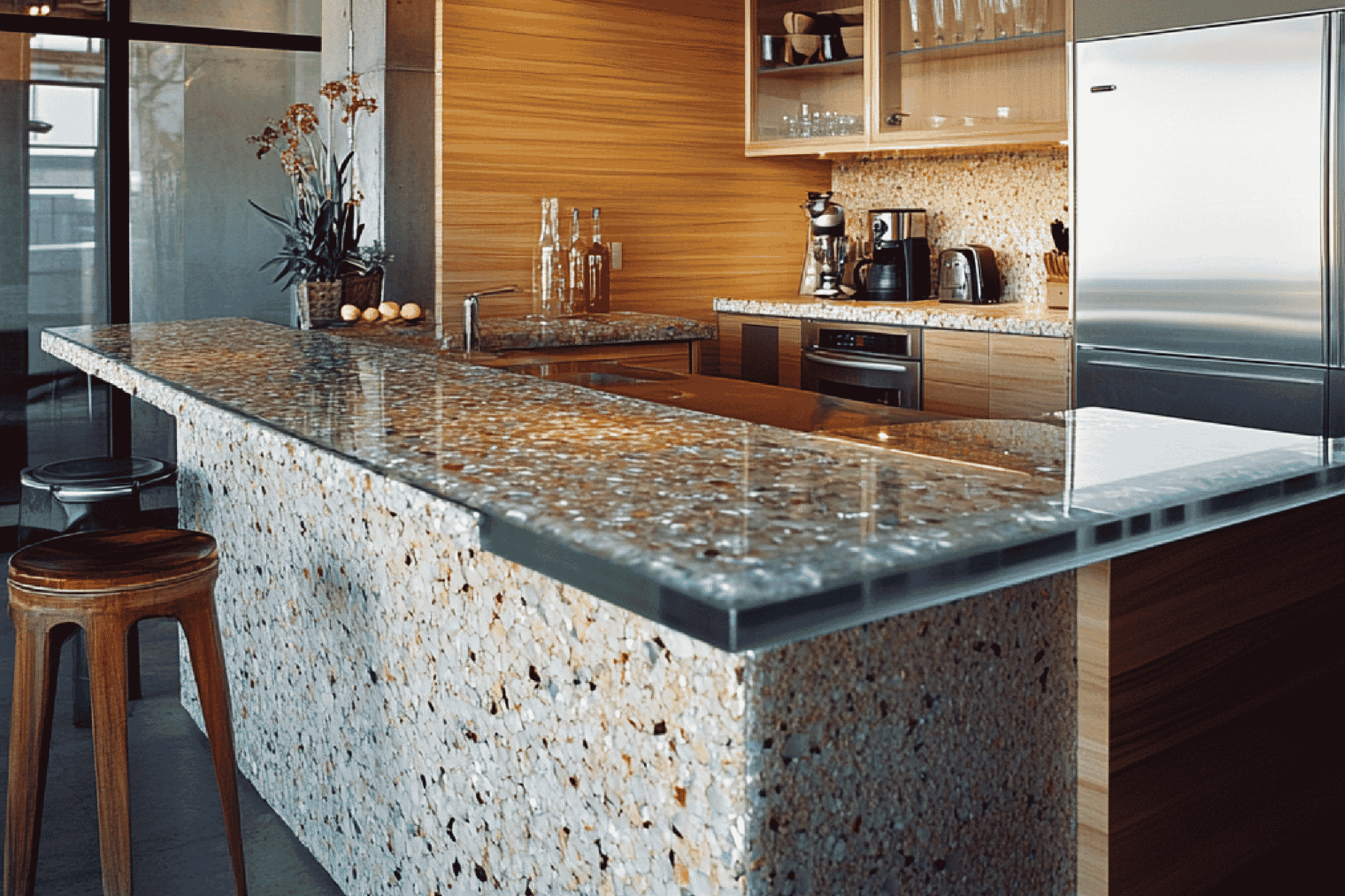 Recycled Glass Countertops for Eco-Kitchens