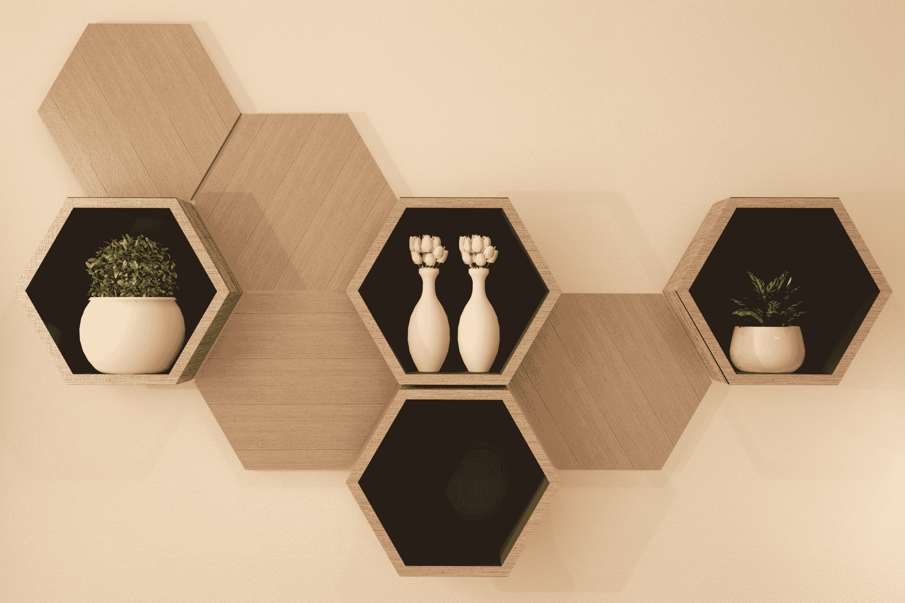 Geometric Honeycomb Wall Shelves