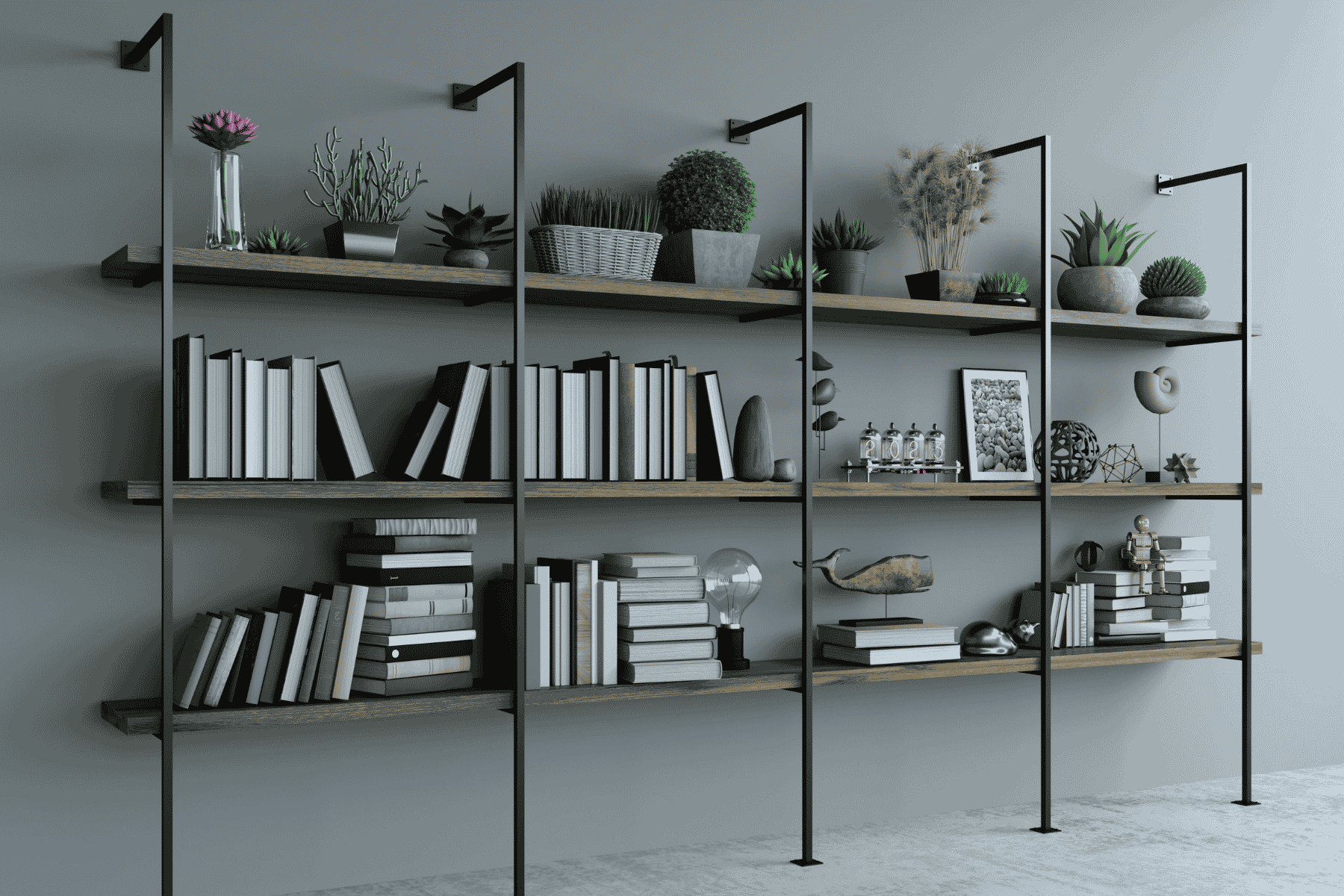 Wood and Metal Combination Shelves